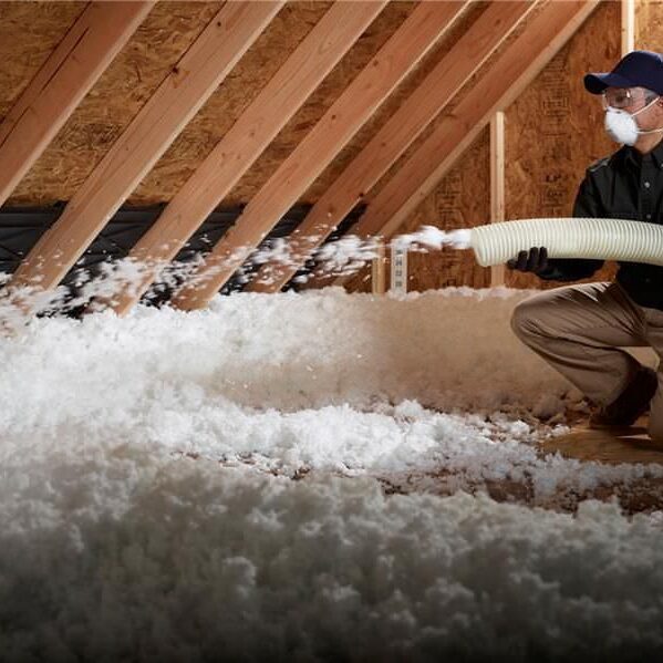 Worker performing wildlife sanitation and insulation